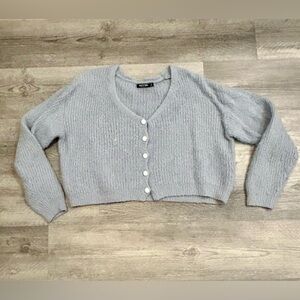 Nasty Gal Fuzzy Pearl Button Cardigan